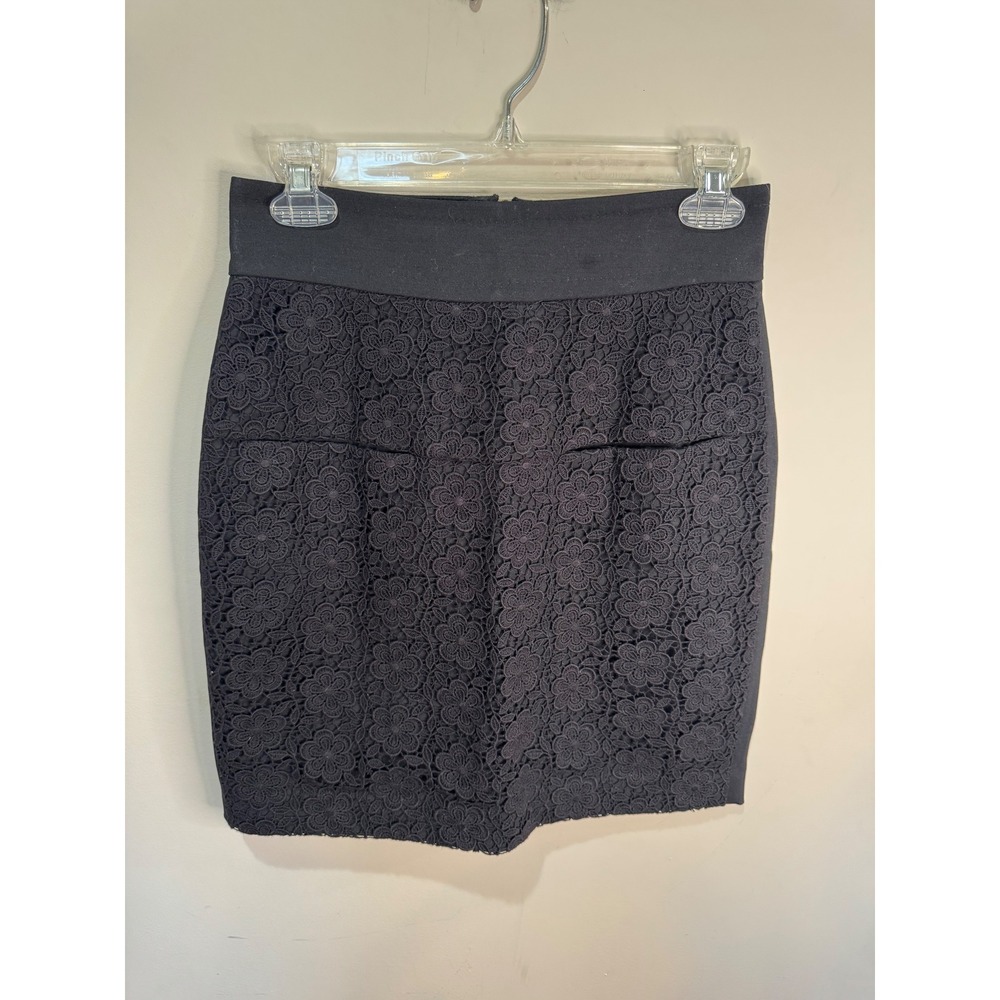 3.1 Phillip Lim Black Crochet Lace Mini Skirt Sz 2